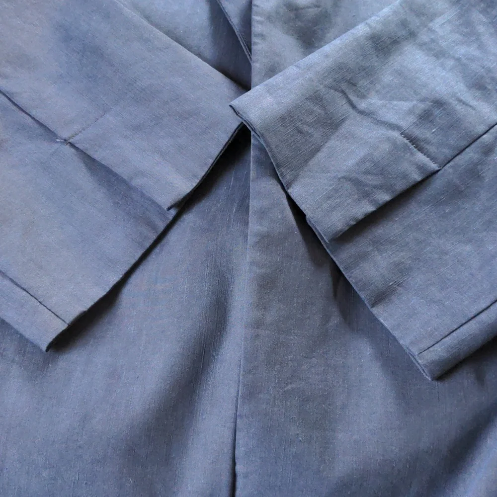 Eileen Fisher Linen Blend Open Front High Collar Coat in Midnight Blue Size M - Picture 7 of 9